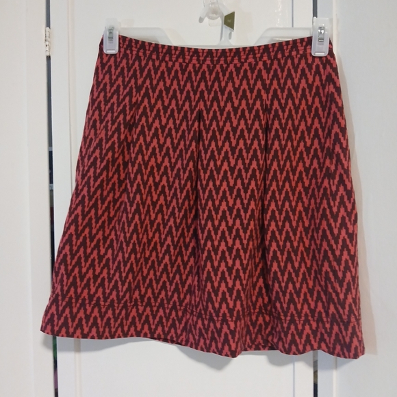 Ann Taylor LOFT Fuchsia/Magenta Linen Blend Chevron A-line Skirt Sz 2 - Picture 2 of 10